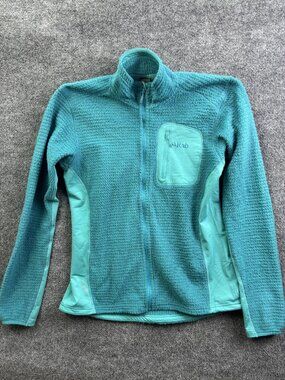 Rab Alpha Flash Jacket Womens Large Blue Polartec Fleece Full Zip Hiking
